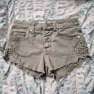 Women's Mossimo Green Lace Denim Shorts Size 4